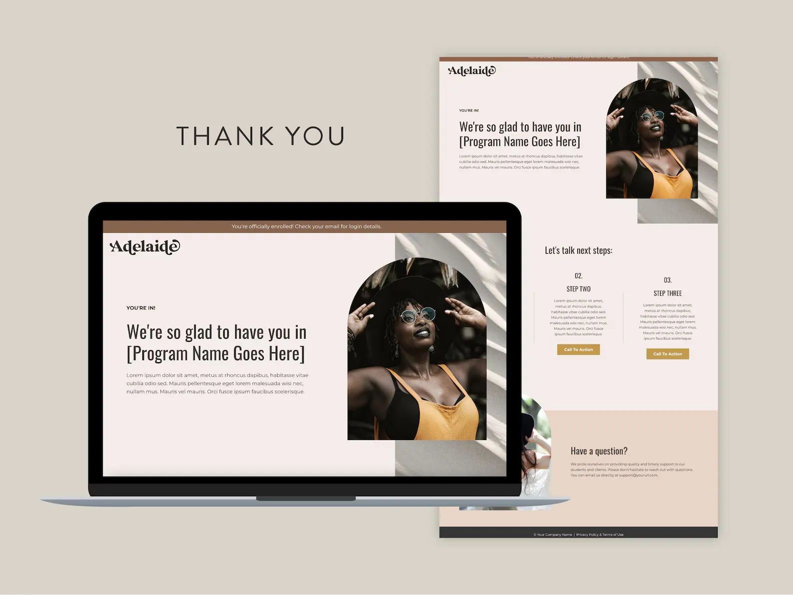 Kajabi sales funnel template bundle for online course creators, online educators, coaches, consultants, digital product sellers, and more. This template is customizable for your brand. Includes sales page, opt-in page, waitlist, and thank you page.