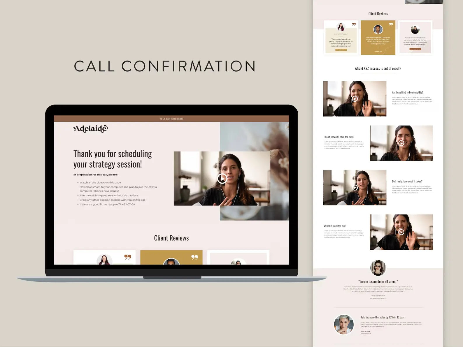 Kajabi sales funnel template bundle for online course creators, online educators, coaches, consultants, digital product sellers, and more. This template is customizable for your brand. Includes sales page, opt-in page, waitlist, and thank you page.