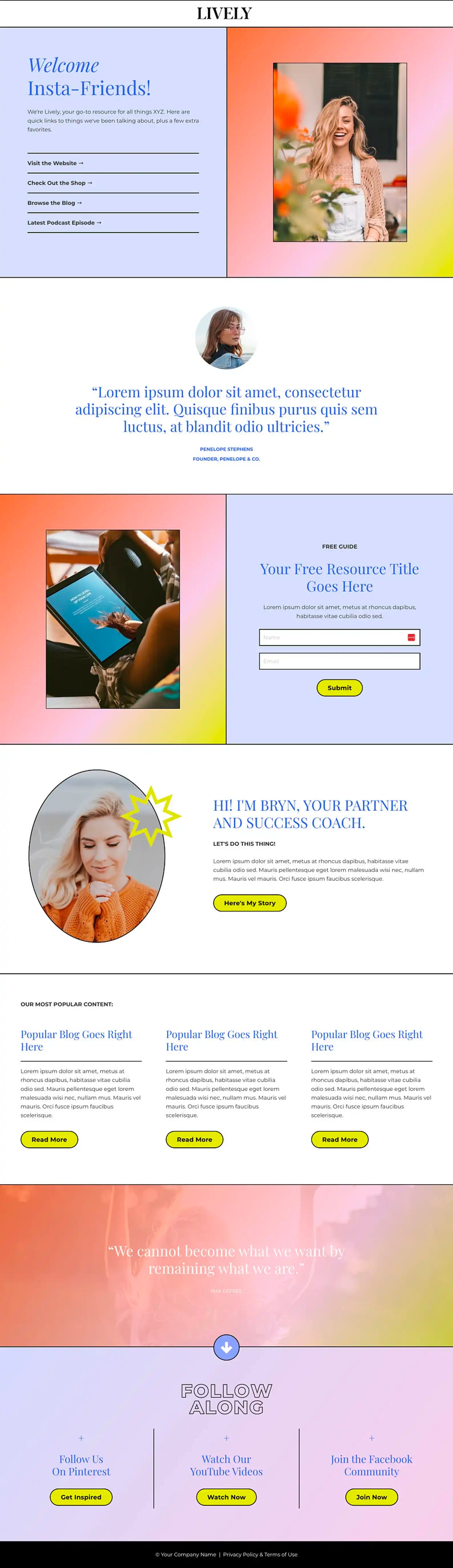 Lively - Kajabi Links Page Template