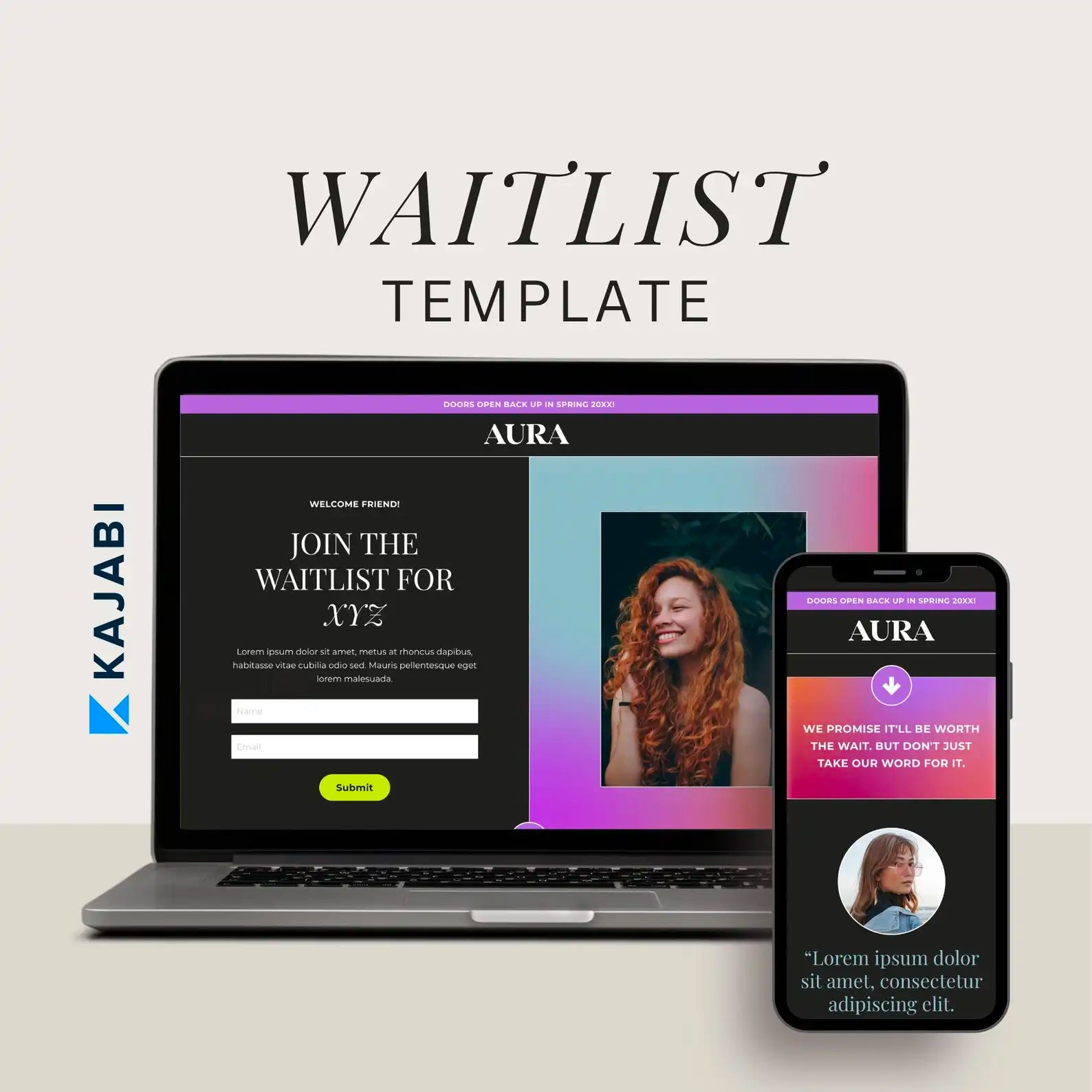 'Aura' - Kajabi Waitlist Page Template – Just Add Your Brand™