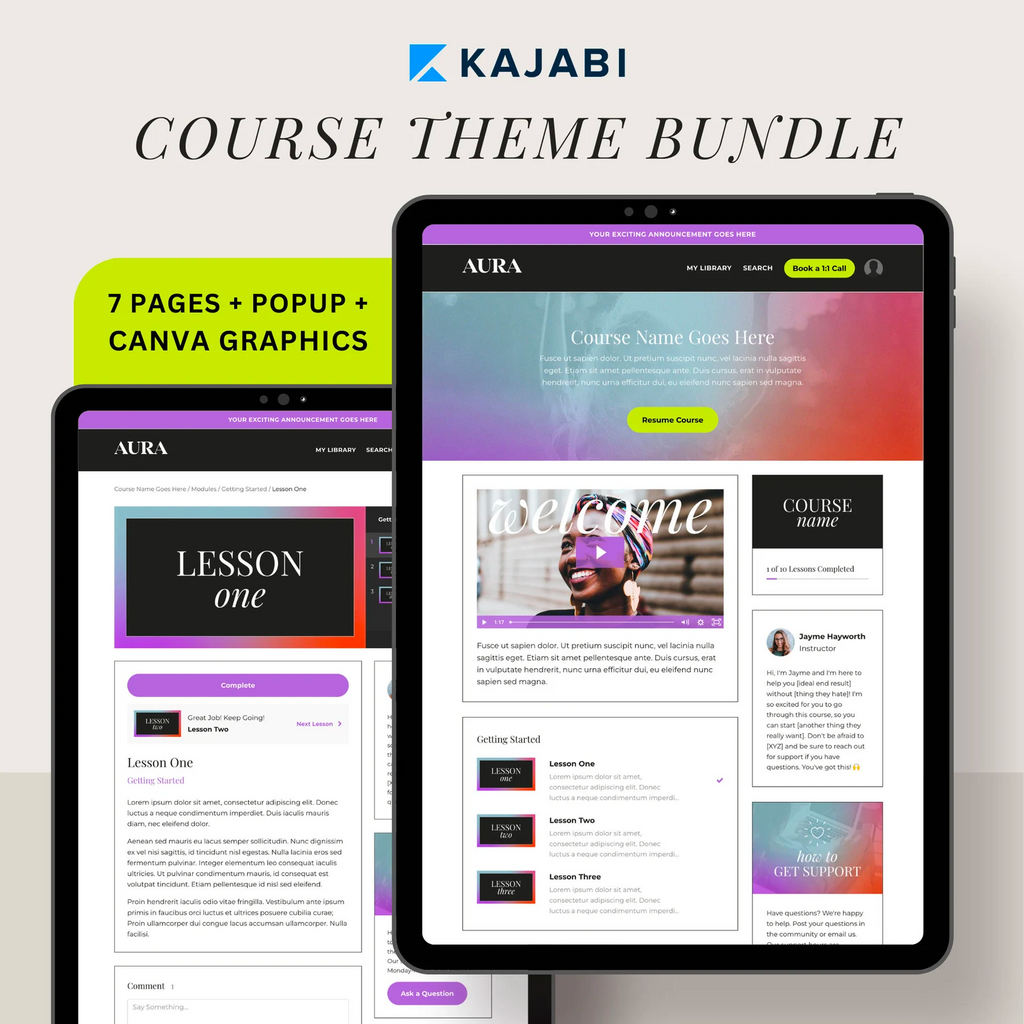 Kajabi Course Theme - Just Add Your Brand™ Template Shop