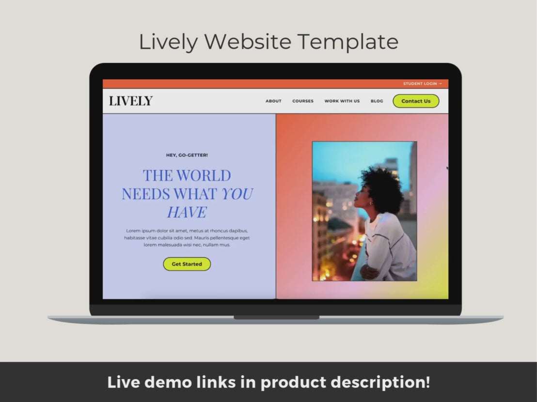Lively feminine Kajabi website template and modern Kajabi theme for coaches, course creators, and product sellers, featuring customizable branding, mobile-responsive layouts, and high-converting Kajabi landing pages for coach & course businesses.